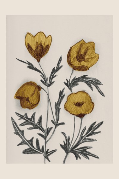 Flores silvestres douradas vintage de Catalina Somolinos