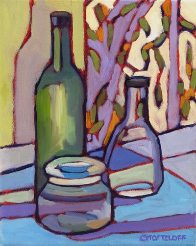 Bottled Moments, 2024 (óleo sobre tela) de Catherine J Martzloff