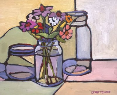 Vidro refletor, 2023 (óleo sobre painel) de Catherine J Martzloff