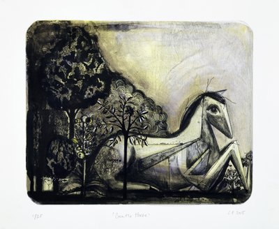 Cavalo Gentil, 2015 (litografia mokulito com coloração manual) de Cathie Pilkington