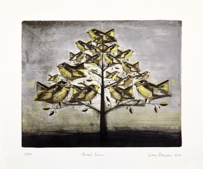 Cena Primordial, 2016 (litografia mokulito com coloração manual) de Cathie Pilkington