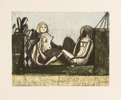 As Irmãs, 2014 (litografias em mokulito com coloração manual) de Cathie Pilkington