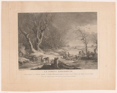 Paisagem de Inverno com figuras atacadas
La forest dangereuse (título sobre o objecto) de Cathérine Elise Cousinet