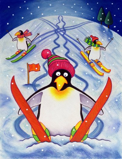 Férias de Esqui, 2000 (wc e pastel sobre papel) de Cathy Baxter