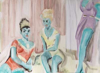 19.03.20 Eles observaram-no, 2020 (óleo sobre papel) de Cathy Lomax