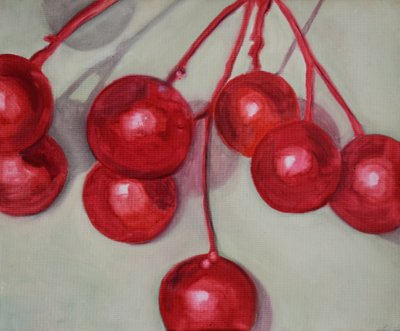 Cerejas, 2013 (óleo sobre papel) de Cathy Lomax