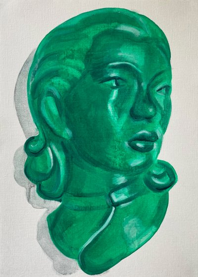 Ocultar, 2021 (óleo sobre papel) de Cathy Lomax