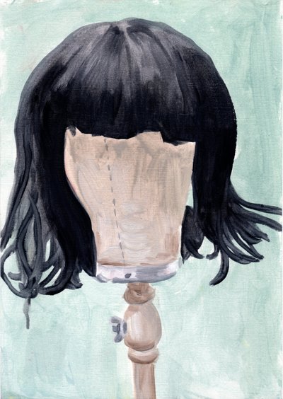 FF (Peruca 1), 2020 (óleo sobre papel) de Cathy Lomax