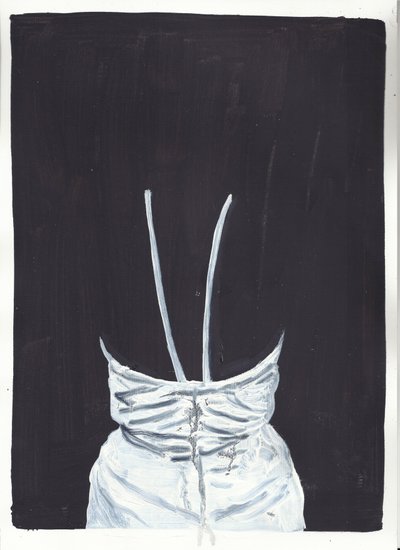 A rapariga do andar de cima 1, atrás, 2012 (óleo e acrílico sobre papel) de Cathy Lomax