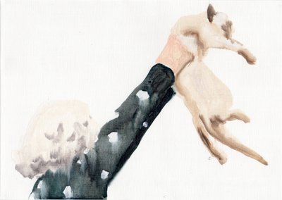 Levaram o gatinho de volta..., 2016 (óleo sobre papel) de Cathy Lomax