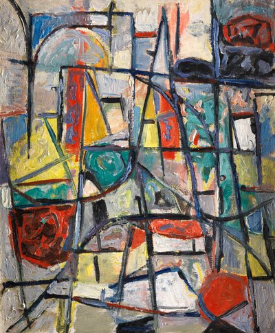 Composição abstrata, c.1949 (óleo sobre tela) de Caziel Caziel
