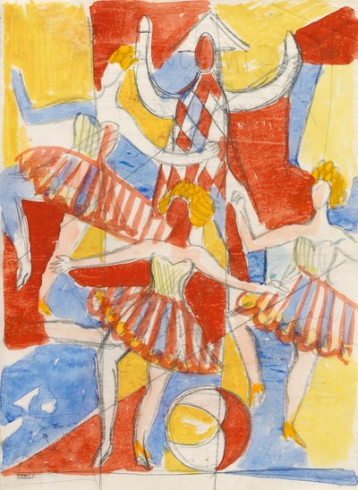 Bailarinas Acrobáticas, c.1937 (aguarela sobre papel) de Caziel Caziel