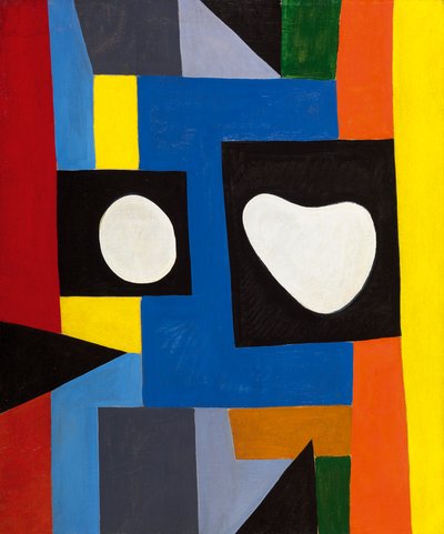 Composição arquitetónica, c.1951 (óleo sobre tela) de Caziel Caziel