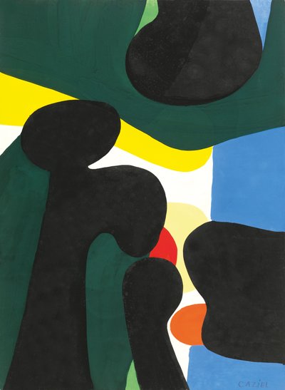 Composição, c.1950 (guache sobre papel) de Caziel Caziel