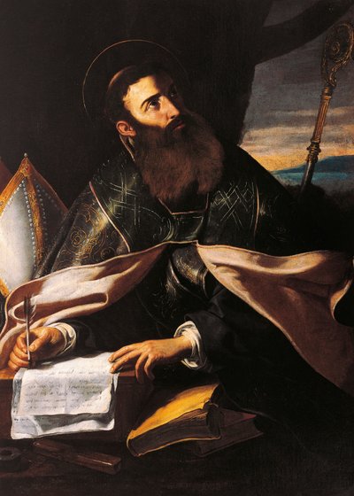 Retrato de Santo Agostinho de Hipona (óleo sobre tela) de Cecco de Caravaggio