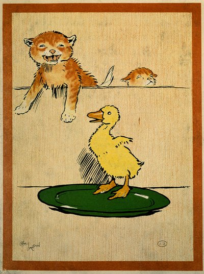 Cats et duck. Desenho de Cecil Aldin (1870-1935). Paris, Artes Decorativas de Cecil Charles Windsor Aldin