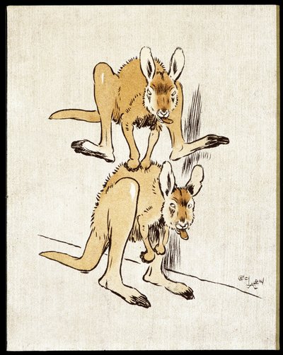 Cangurus de banda desenhada. Dois cangurus fazem um salto de ovelha. de Cecil Charles Windsor Aldin