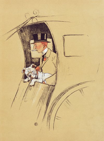 Hansom Cab (giz e giz de cera no papel) de Cecil Charles Windsor Aldin