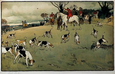 Cena de Caça, Uma Aquarela de Cecil Aldin (1870-1935) Coleção Particular do século XIX de Cecil Charles Windsor Aldin