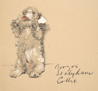 Sealyham, 1930, ilustrações de seu caderno de esboços usado apenas entre amigos, mais tarde publicado por Eyre e Spottiswoode Limited, 1934 (giz e charcolal no papel) de Cecil Charles Windsor Aldin