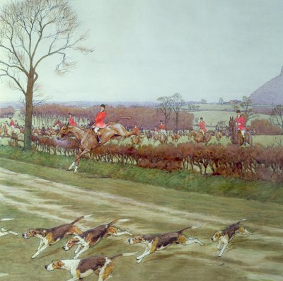 O Cheshire - longe de Tattenhall, 1912 caneta, tinta e wc detalhe de 85436 de Cecil Charles Windsor Aldin