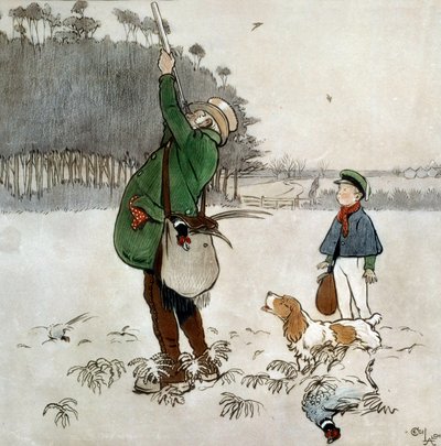 The Fighter Shooting Ducks Watercolour de Cecil Aldin (1870-1935) Coleção Privada do século XIX de Cecil Charles Windsor Aldin