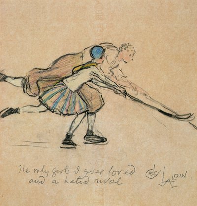 A Única Garota que Eu Sempre Adorei e uma Odiada Rival (lápis colorido no papel) de Cecil Charles Windsor Aldin