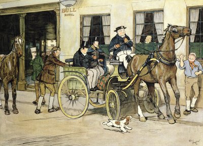 Os pickwickianos partem do Bull Hotel em Rochester de Cecil Charles Windsor Aldin