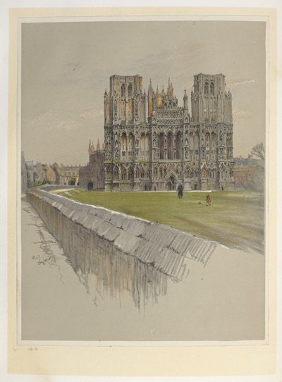 Catedral de Wells.  Catedrais (e igrejas abadias) da Inglaterra. Ilustrado por C. Aldin.  Cecil Aldin de Cecil Charles Windsor Aldin