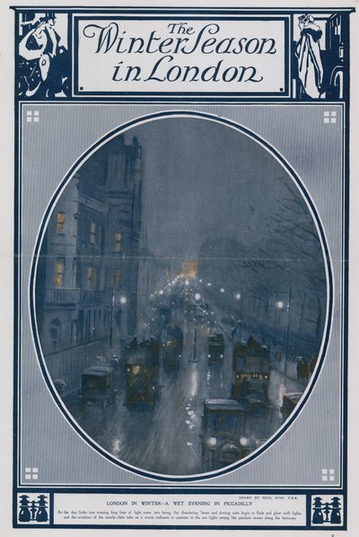 Londres no inverno - uma noite molhada em Piccadilly de Cecil King