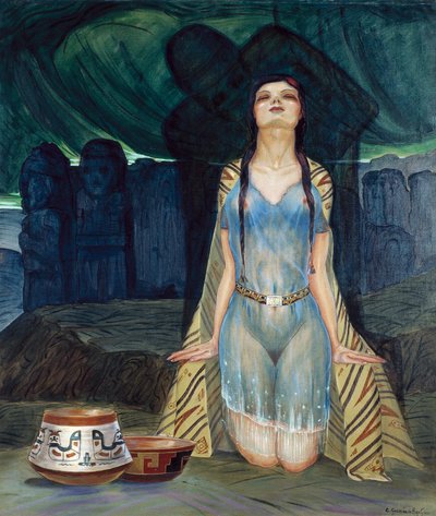 O beijo do ídolo, século XX (pintura) de Cecilio Guzmán de Rojas