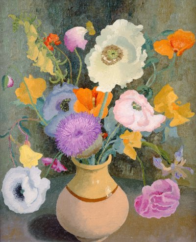 Papoulas e ervilhas (óleo sobre tela) de Cedric Morris