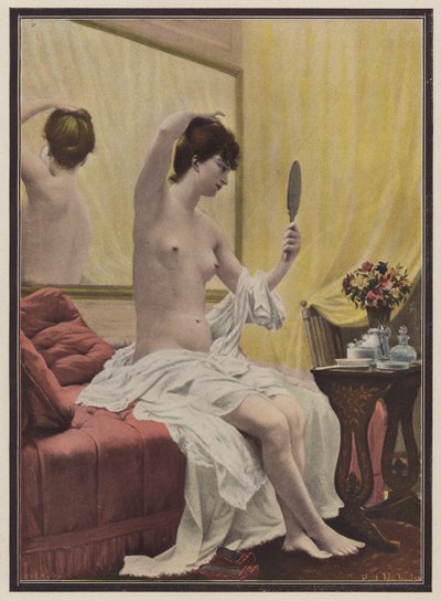 Mulher na sua sanita matinal (cor litho) de Celestin Francois (after) Nanteuil