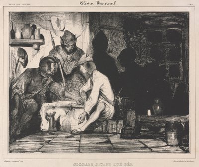 Soldados jogando dados, do século XX. de Celestin Francois Nanteuil