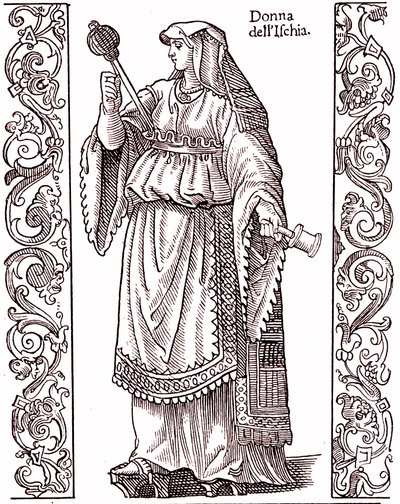 Um camponês de ISCHIA - traje italiano do século XVII de Cesare (after) Vecellio