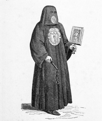 Membro da Irmandade da Morte, após um corte de madeira copiado por Cristoforo Guerra em 