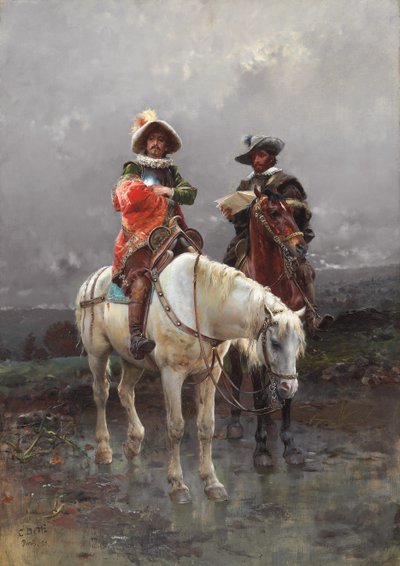 Um Cavalier em um cavalo branco, 1890 de Cesare Auguste Detti