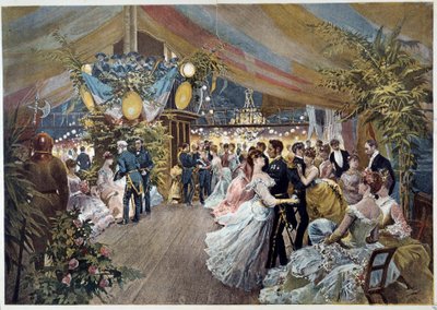 Uma bola a bordo de um liner Ilustração de Cesare Detti (1847-1914) Paris do século XIX, Musee Carnavalet de Cesare Auguste Detti