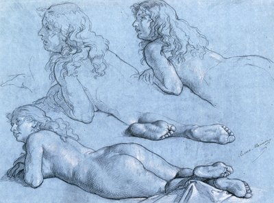 Estudos de um nu reclinado, visto de trás de Cesare Mariani