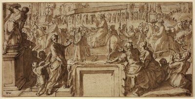 Saint Charles Borromeo Entrando na Cidade de Pavia: Design para uma Decoração de Parede de Cesare Nebbia