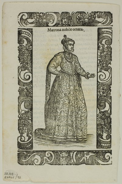 Folha de Habiti antichi e moderni, chapa 93 de xilogravuras de livros do século XVI de Cesare Vecellio
