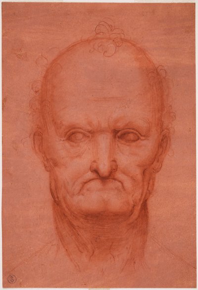 Chefe do homem velho, c. 1515 (sangue em papel vermelho preparado) de Cesare da attr.to Sesto