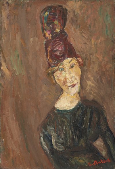 A mulher de chapéu grande, ca 1919 de Chaim Soutine