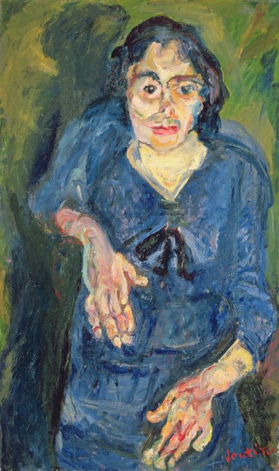 Retrato - mulher em azul de Chaim Soutine