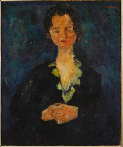 Retrato de uma mulher com fundo azul, 1927 de Chaim Soutine