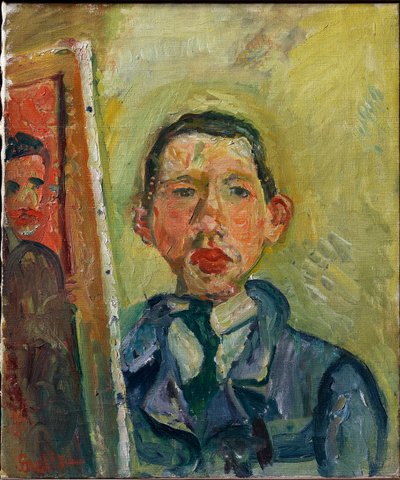 Auto-Retrato - Soutine, Chaim (1893-1943) - c. 1918 - Óleo sobre tela - 54,6x45,7 - Museu de Arte da Universidade de Princeton de Chaim Soutine