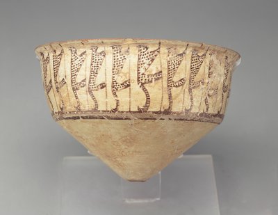 Tigela cónica com desenho de leopardo, 3500-3000 aC (loiça de barro) de Chalcolithic