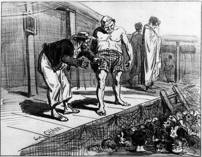 Banhos em Paris; Desenho animado de Cham. de Amédée de Noé