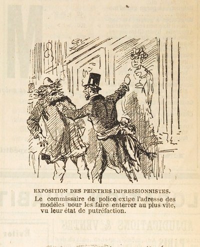 O comissário de polícia exige o endereço dos modelos para enterrá-los..., 1877. de Cham