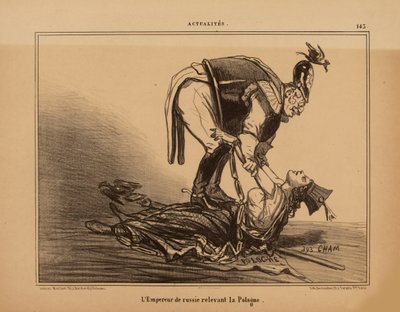 O Imperador da Rússia aliviando a Polônia, 1855. de Cham